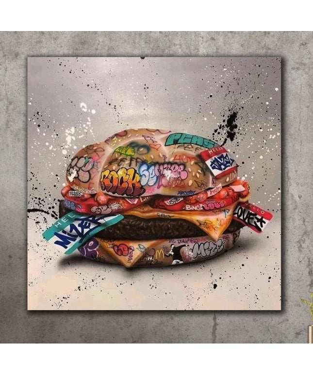 Gourmet Graffiti: Hamburger Delight Creative Art Print Wall Poster