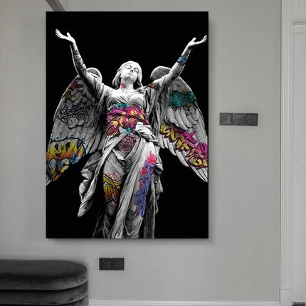 Graffiti Angels: Urban Art on Michelangelo's Statues Wall Poster