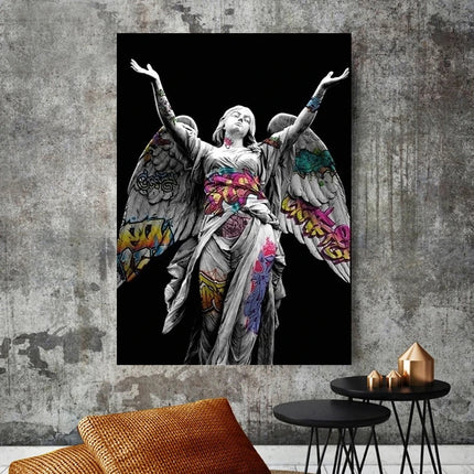 Graffiti Angels: Urban Art on Michelangelo's Statues Wall Poster