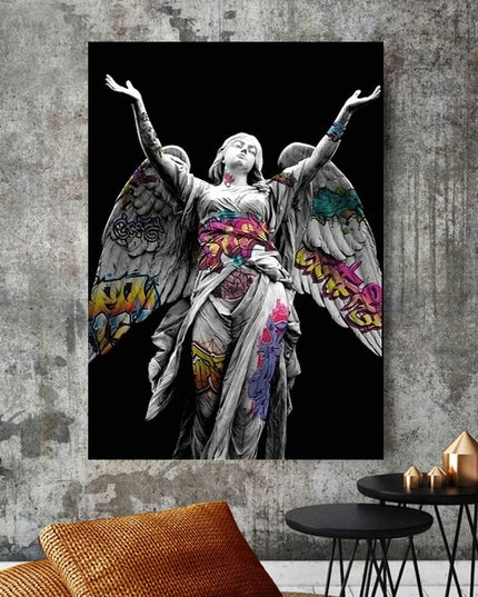 Graffiti Angels: Urban Art on Michelangelo's Statues Wall Poster