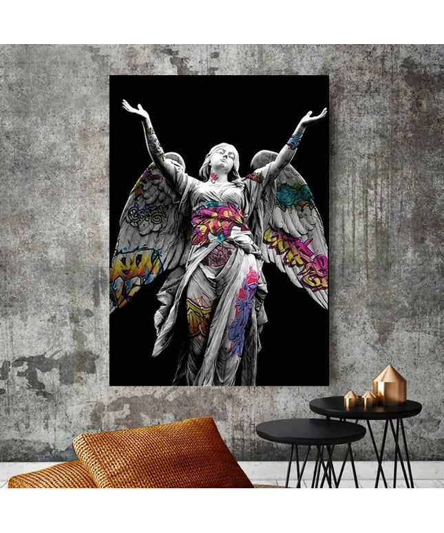 Graffiti Angels: Urban Art on Michelangelo's Statues Wall Poster