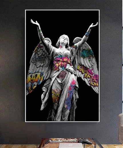 Graffiti Angels: Urban Art on Michelangelo's Statues Wall Poster
