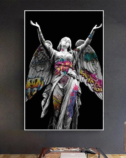Graffiti Angels: Urban Art on Michelangelo's Statues Wall Poster