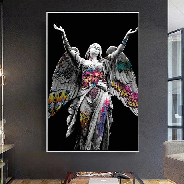 Graffiti Angels: Urban Art on Michelangelo's Statues Wall Poster