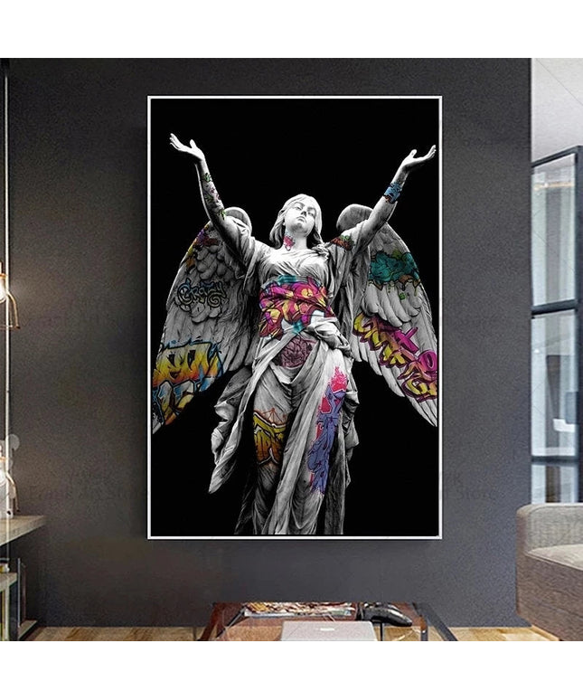 Graffiti Angels: Urban Art on Michelangelo's Statues Wall Poster