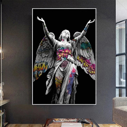 Graffiti Angels: Urban Art on Michelangelo's Statues Wall Poster