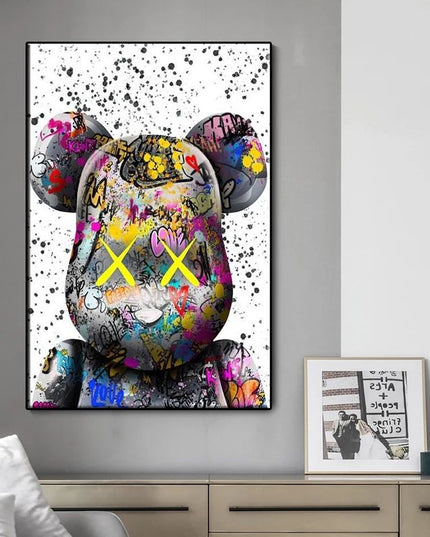 Graffiti Cartoon Violence Bearbrick Art Canvas Print - Vibrant & Edgy Wall Decor