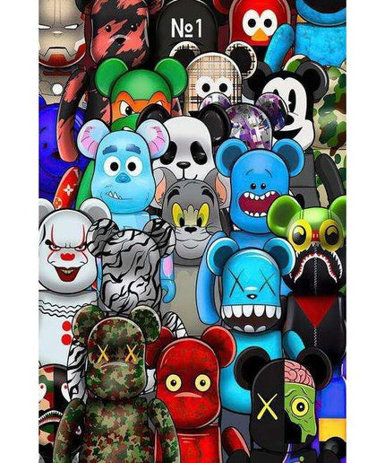Graffiti Cartoon Violence Bearbrick Art Canvas Print - Vibrant & Edgy Wall Decor