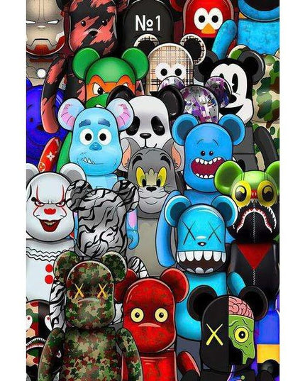 Graffiti Cartoon Violence Bearbrick Art Canvas Print - Vibrant & Edgy Wall Decor
