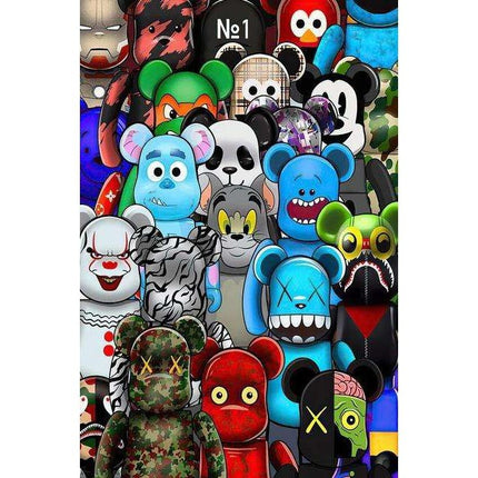 Graffiti Cartoon Violence Bearbrick Art Canvas Print - Vibrant & Edgy Wall Decor
