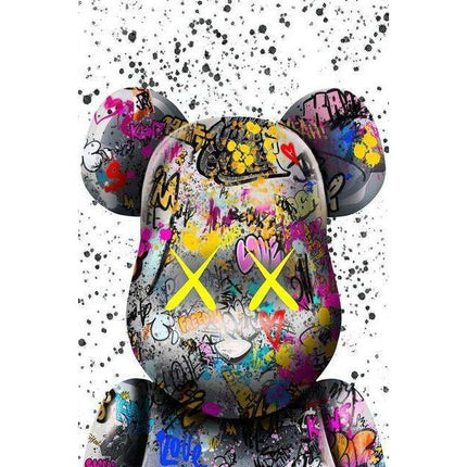 Graffiti Cartoon Violence Bearbrick Art Canvas Print - Vibrant & Edgy Wall Decor