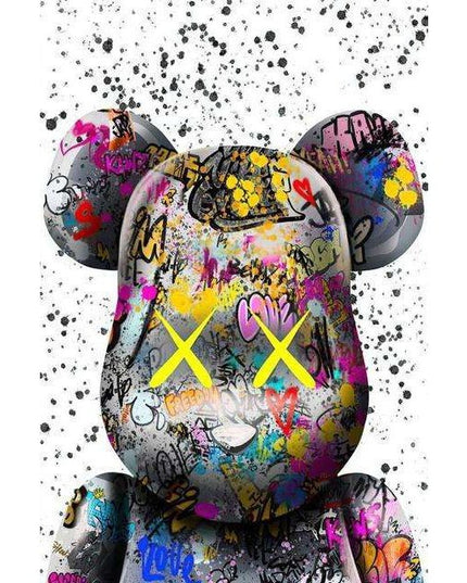 Graffiti Cartoon Violence Bearbrick Art Canvas Print - Vibrant & Edgy Wall Decor