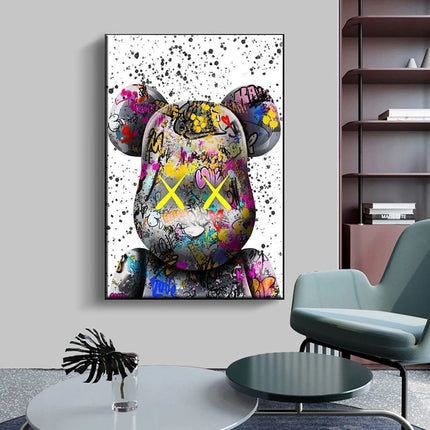 Graffiti Cartoon Violence Bearbrick Art Canvas Print - Vibrant & Edgy Wall Decor