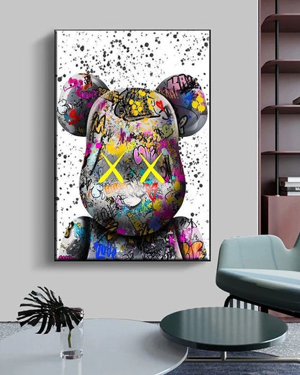 Graffiti Cartoon Violence Bearbrick Art Canvas Print - Vibrant & Edgy Wall Decor