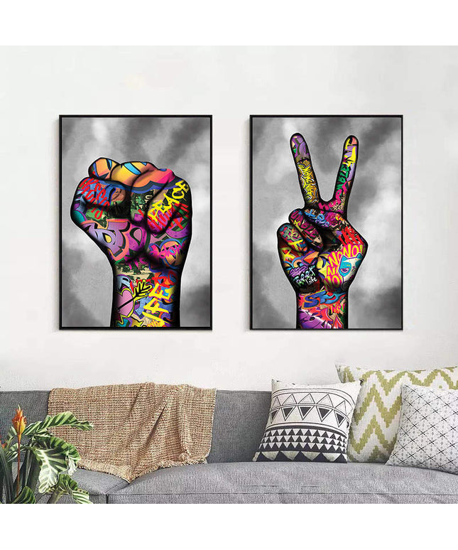 Graffiti Celebration - Colorful Victory Hand Canvas Poster Wall Poster