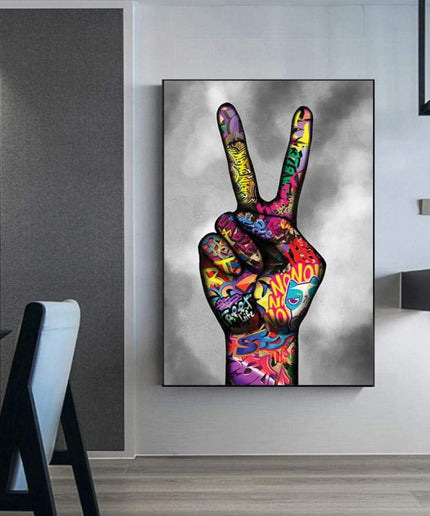 Graffiti Celebration - Colorful Victory Hand Canvas Poster Wall Poster