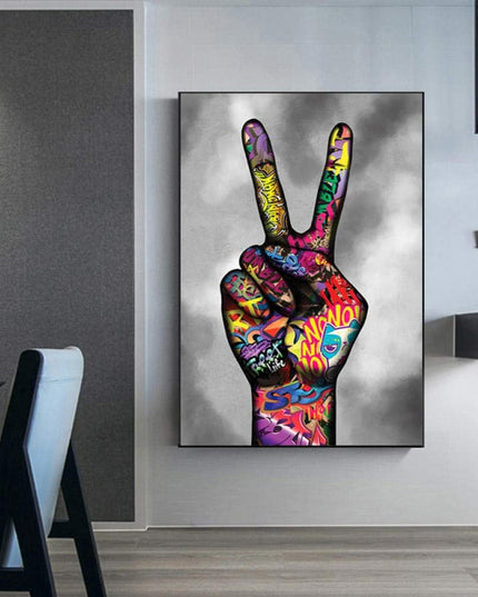 Graffiti Celebration - Colorful Victory Hand Canvas Poster Wall Poster