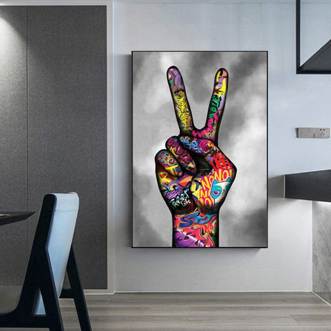 Graffiti Celebration - Colorful Victory Hand Canvas Poster Wall Poster