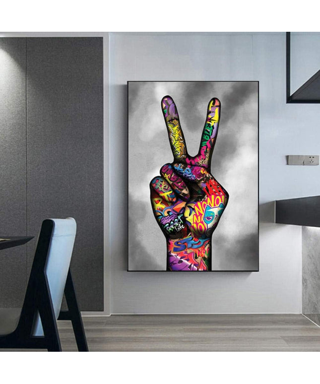 Graffiti Celebration - Colorful Victory Hand Canvas Poster Wall Poster