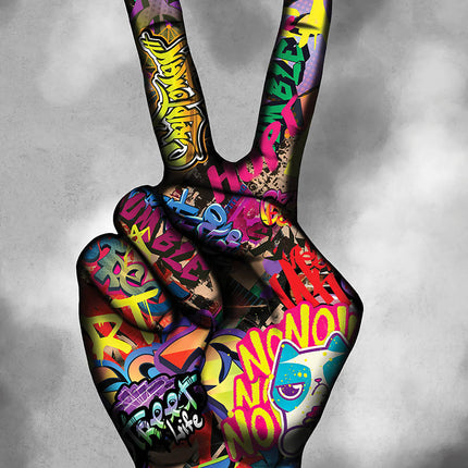 Graffiti Celebration - Colorful Victory Hand Canvas Poster Wall Poster
