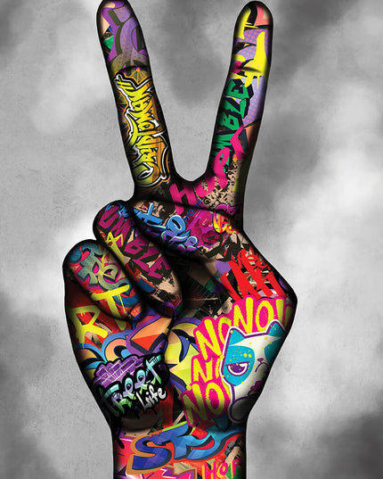 Graffiti Celebration - Colorful Victory Hand Canvas Poster Wall Poster