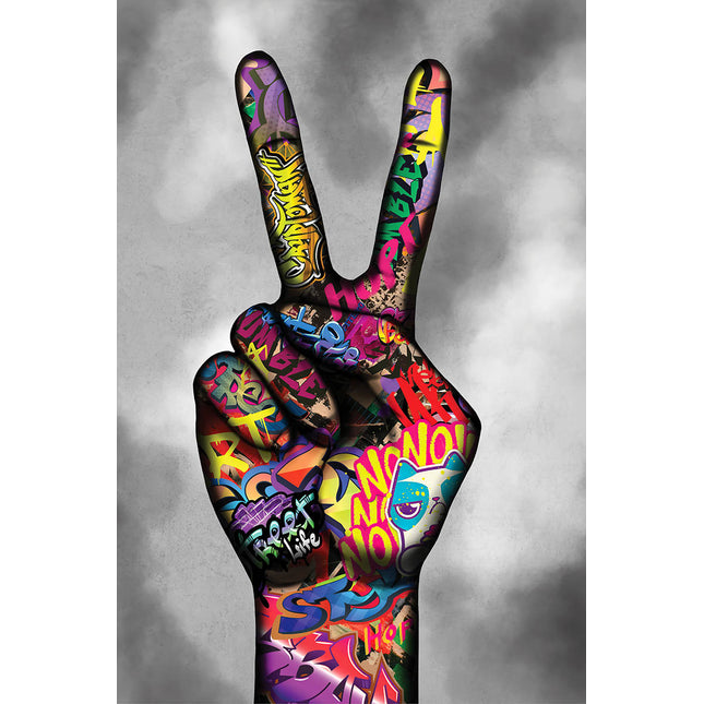Graffiti Celebration - Colorful Victory Hand Canvas Poster Wall Poster