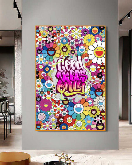 Graffiti Good Vibes Only Canvas Print - Uplifting & Colorful Wall Art