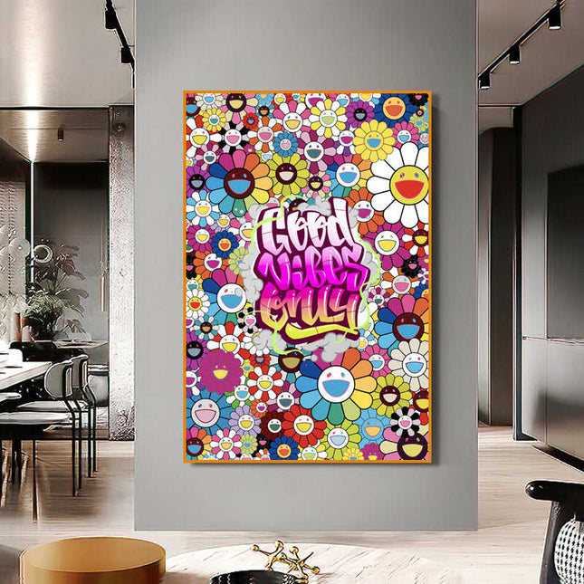 Graffiti Good Vibes Only Canvas Print - Uplifting & Colorful Wall Art