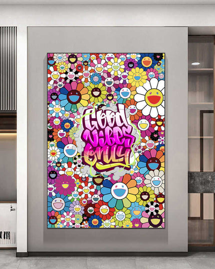 Graffiti Good Vibes Only Canvas Print - Uplifting & Colorful Wall Art