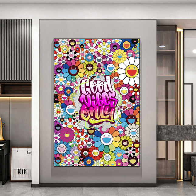 Graffiti Good Vibes Only Canvas Print - Uplifting & Colorful Wall Art
