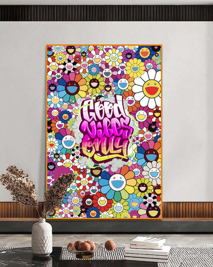 Graffiti Good Vibes Only Canvas Print - Uplifting & Colorful Wall Art
