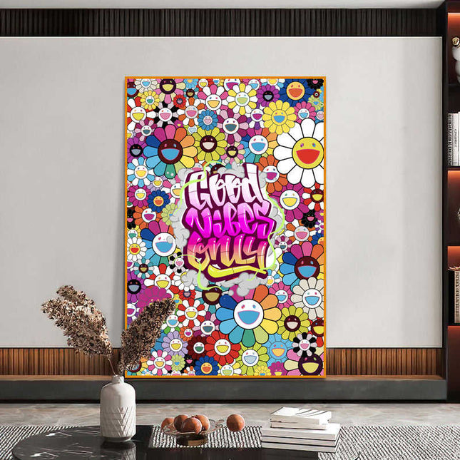 Graffiti Good Vibes Only Canvas Print - Uplifting & Colorful Wall Art