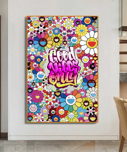Graffiti Good Vibes Only Canvas Print - Uplifting & Colorful Wall Art