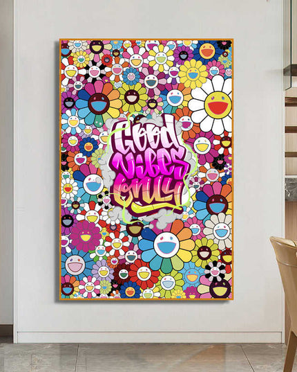 Graffiti Good Vibes Only Canvas Print - Uplifting & Colorful Wall Art