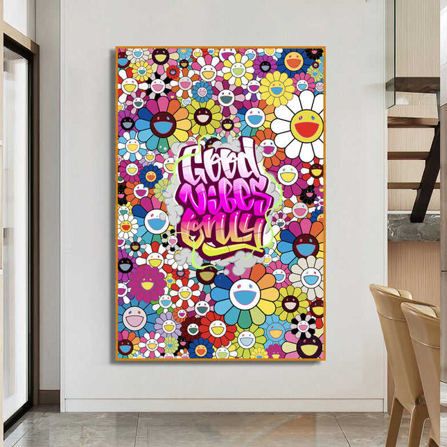 Graffiti Good Vibes Only Canvas Print - Uplifting & Colorful Wall Art