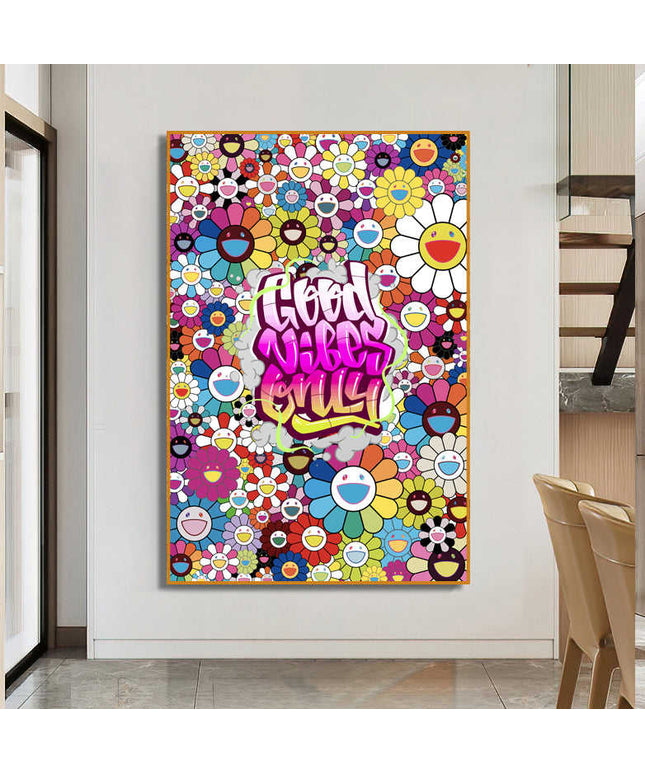 Graffiti Good Vibes Only Canvas Print - Uplifting & Colorful Wall Art