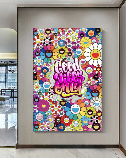 Graffiti Good Vibes Only Canvas Print - Uplifting & Colorful Wall Art