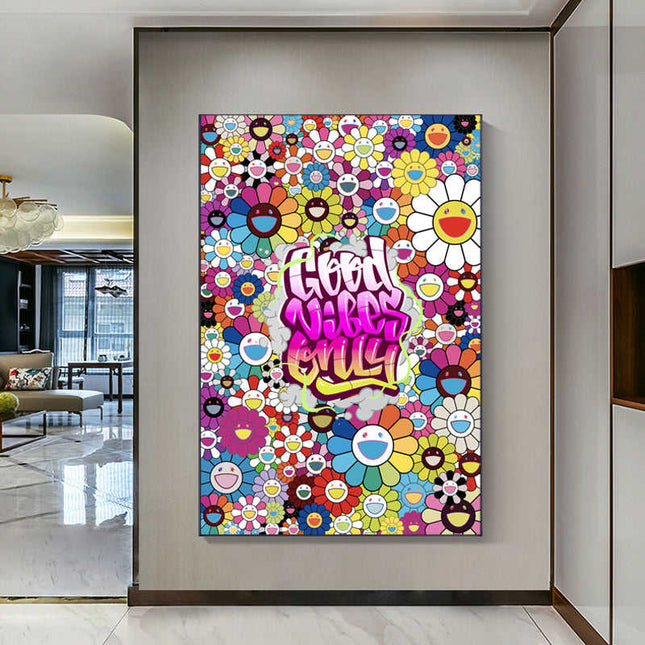 Graffiti Good Vibes Only Canvas Print - Uplifting & Colorful Wall Art