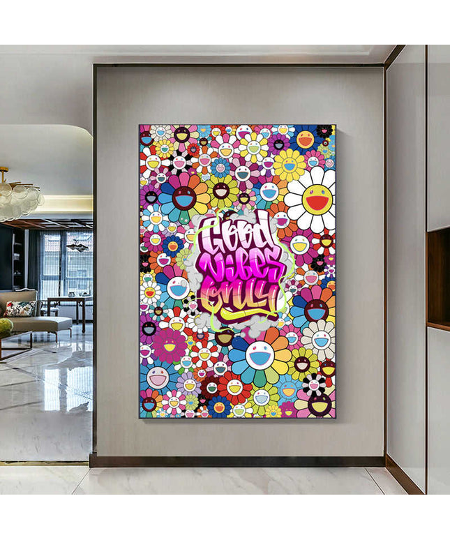 Graffiti Good Vibes Only Canvas Print - Uplifting & Colorful Wall Art