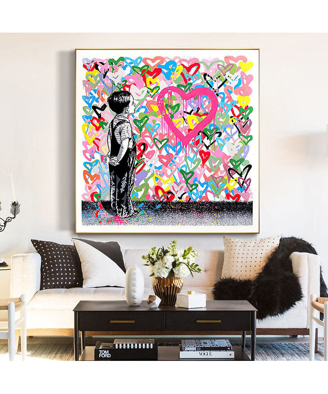 Graffiti Heart: Banksy Graffiti Boy Canvas Print Wall Poster