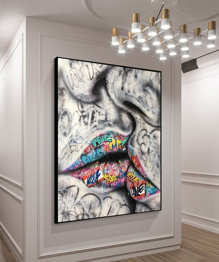 Graffiti Kiss - Love and Peace Lips Canvas Wall Art Poster Wall Poster