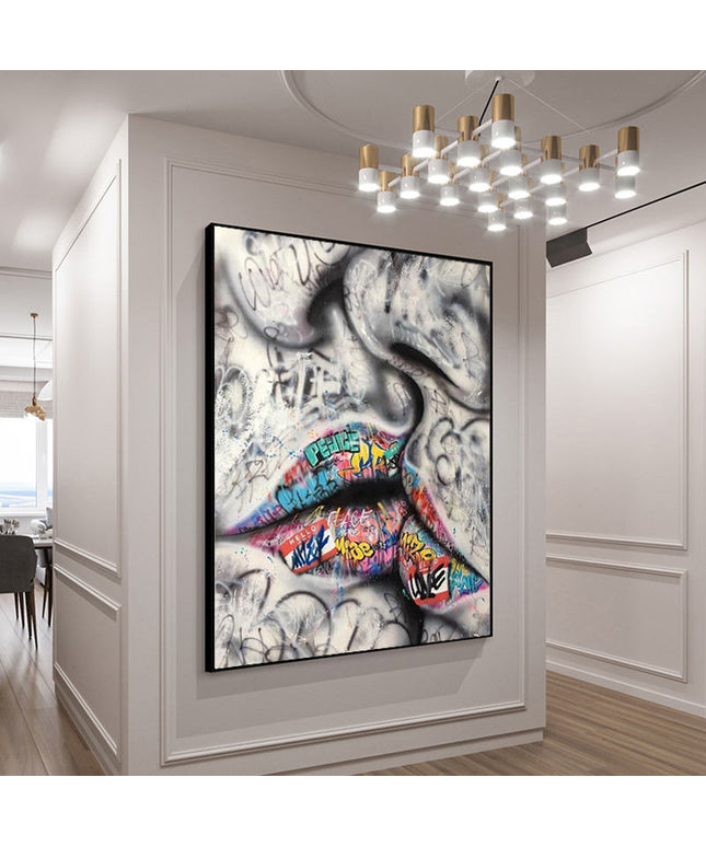 Graffiti Kiss - Love and Peace Lips Canvas Wall Art Poster Wall Poster