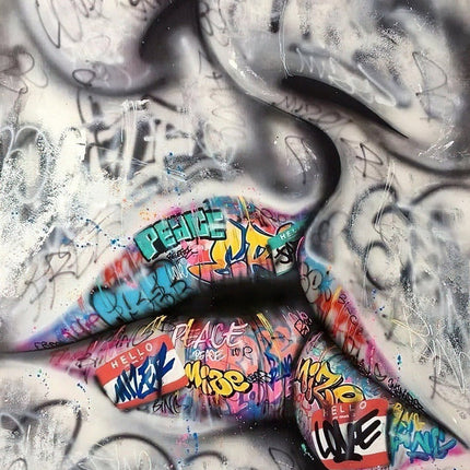 Graffiti Kiss - Love and Peace Lips Canvas Wall Art Poster Wall Poster
