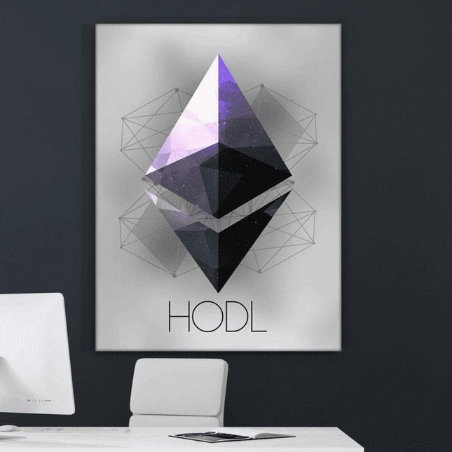 HODL Bitcoin Art Poster: Inspirational Crypto Art for Digital Currency Fans