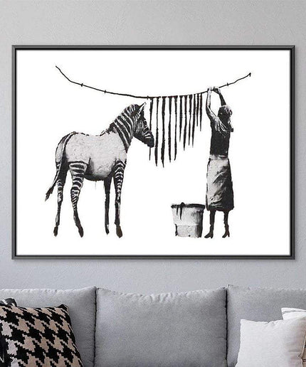 Hanging Zebra - Banksy Wall Poster