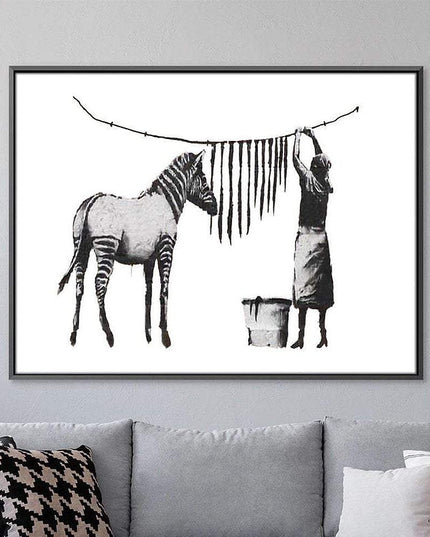 Hanging Zebra - Banksy Wall Poster