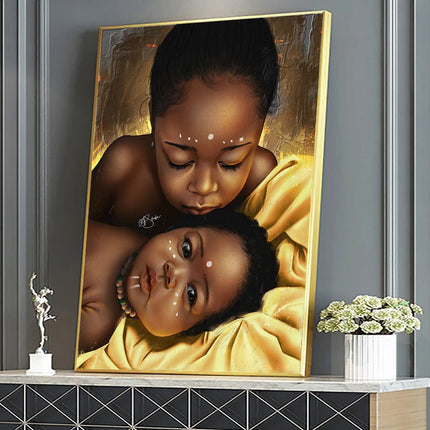 Heartwarming Africa - Two Children Love Canvas Print Poster Wall Poster