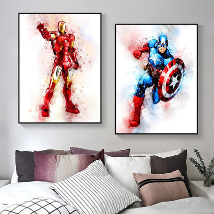 Heroic Splash: Avengers Marvel Movie Characters Canvas Print 