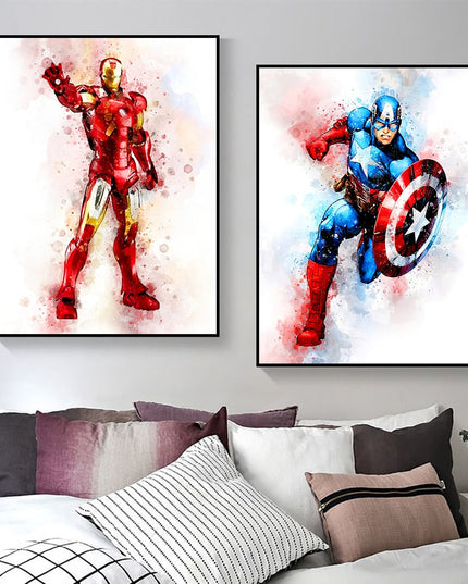 Heroic Splash: Avengers Marvel Movie Characters Canvas Print 
