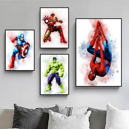 Heroic Splash: Avengers Marvel Movie Characters Canvas Print 